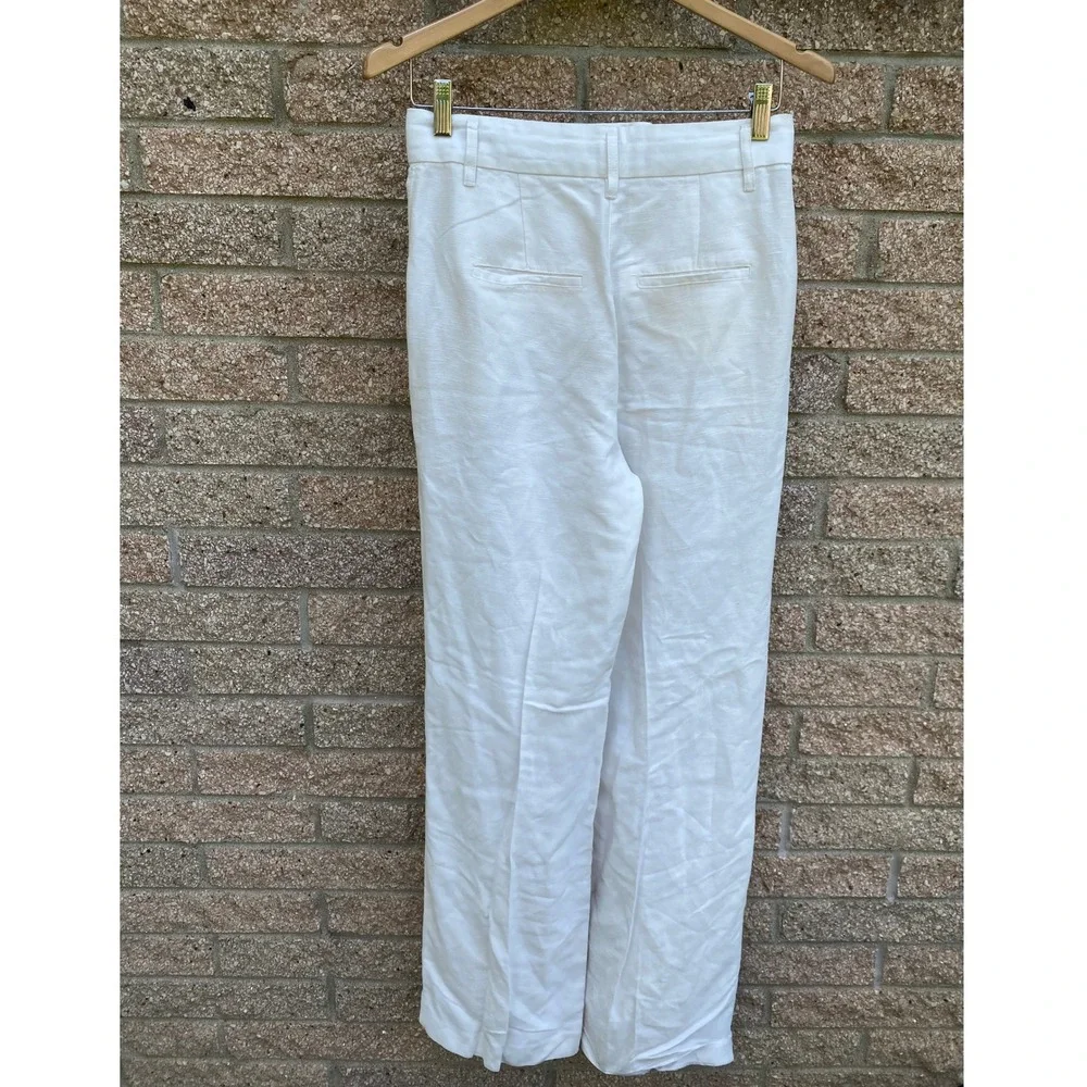 Wilfred Aritzia White Linen The Effortless Pant Wide Leg Pleated Trousers 4 90s